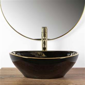 Fontana Vessel Sink and Gold Touchless Motion Sensor Faucet Combo