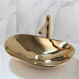 Fontana Vessel Gold Sink and Touchless Motion Sensor Faucet Combo