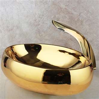 Fontana Vessel Gold Sink and Touchless Motion Sensor Faucet Combo