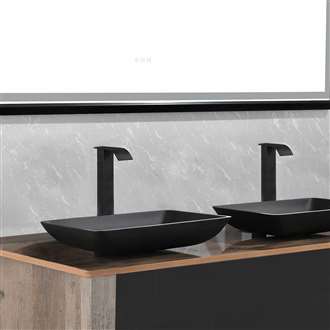 Fontana Vessel Sink and Matte Black Touchless Motion Sensor Faucet