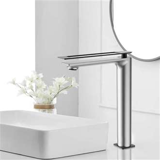 Fontana Luxury Heavy Single Handle Chrome and Black Bathroom High Basin Mixer Faucet