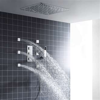 Fontana Glasgow 24" LED Ceiling Rainfall Shower Head Set With Body Jets