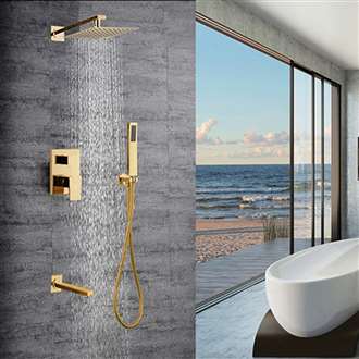 Alajuela Concealed Golden Plate Square Rain Shower Head