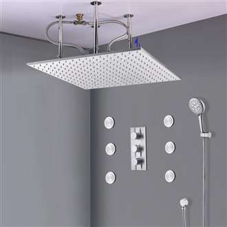 Fontana Sofia Large Ceiling Rain Shower Head Set With Shower Body Sprays and Hand Shower