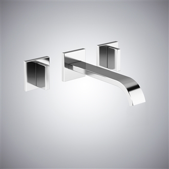 Latori Wall Mount Double Handles Chrome Sink Faucet