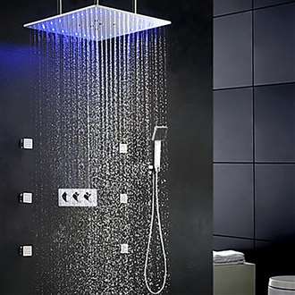 Fontana Glasgow 24" LED Ceiling Rainfall Shower Head Set With Body Jets