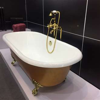 Verona One Person Cast Iron Antique Gold Finish Bathtub