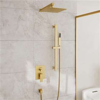 Fontana Saint-Tropez Brushed Gold Rainfall Shower Set