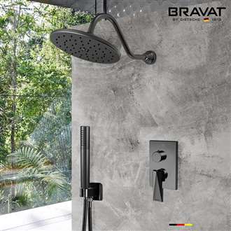 Bravat Shower Set With Valve Mixer 2-Way Concealed Wall Mounted In Matte Black