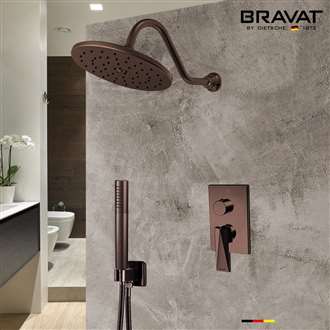 Bravat Shower Set With Valve Mixer 2-Way Concealed Wall Mounted In Light Oil Rubbed Bronze