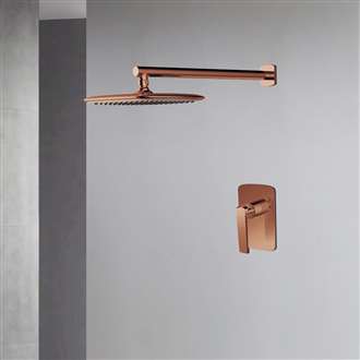 Fontana Melun Wall Mounted Brass Rose Gold Rainfall Shower Head Set