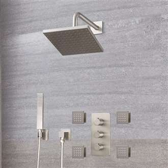 Fontana Lima Brushed Nickel thermostatic Rainfall Shower System Set