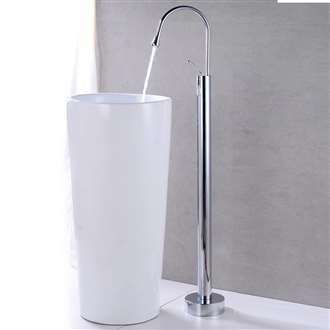 Fontana Creteil Gooseneck Floor Standing Basin Bathroom Faucet Hot Cold Mixer Tap Chrome Finish