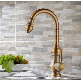 Amasra Antique Brass Kitchen Sink Faucet with Hot and Cold Mixer