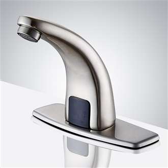 Fontana Sierra Commercial High Quality Brushed Nickel Touchless Automatic Sensor White Sink Faucet