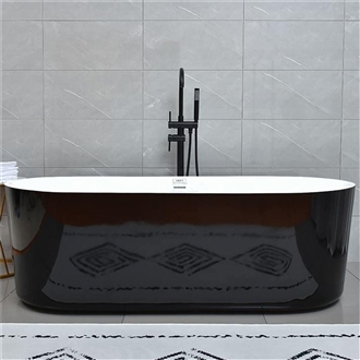 Fontana Trouville White & Black Acrylic Freestanding Soaking Bathtub