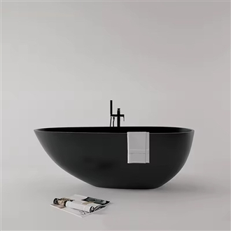 Fontana Belfort Black Artificial Stone Soaking Modern Bathtub